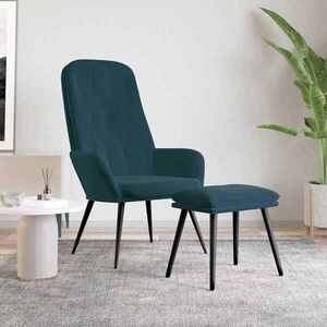 Imagine vidaXL Scaun de relaxare cu taburet, albastru, catifea