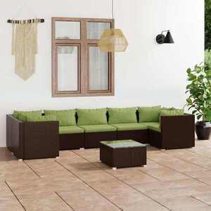 Imagine vidaXL Set mobilier de grădină cu perne, 8 piese, maro, poliratan