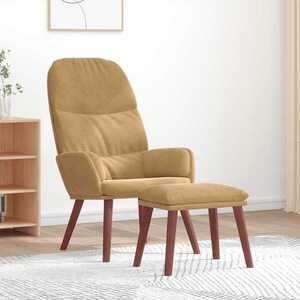 Imagine vidaXL Scaun de relaxare cu taburet, maro, catifea