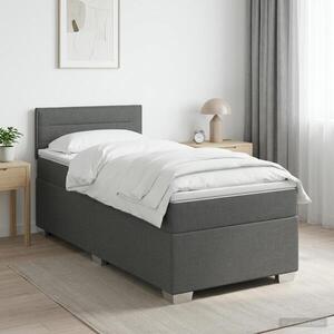 Imagine vidaXL Pat box spring cu saltea și LED Gri închis 80 x 200 cm Țesătură