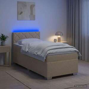 Imagine vidaXL Pat box spring cu saltea și LED Crem 80 x 200 cm Țesătură