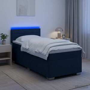 Imagine vidaXL Pat box spring cu saltea și LED albastru 100 x 200 cm Țesătură