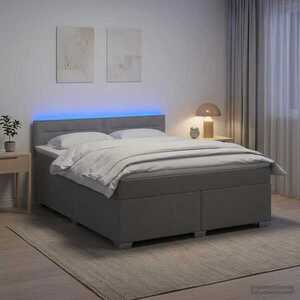 Imagine vidaXL Pat box spring cu saltea și LED Gri deschis 140 x 190 cm
