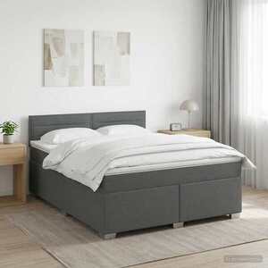 Imagine vidaXL Pat box spring cu saltea și LED Gri închis 140 x 190 cm