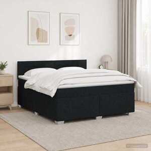 Imagine vidaXL Pat box spring cu saltea și LED Negru 140 x 190 cm Țesătură