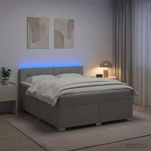 Imagine vidaXL Pat box spring cu saltea și LED Gri deschis 140 x 190 cm