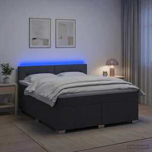 Imagine vidaXL Pat box spring cu saltea și LED Gri închis 140 x 190 cm