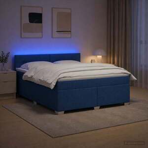Imagine vidaXL Pat box spring cu saltea și LED albastru 140 x 190 cm Țesătură