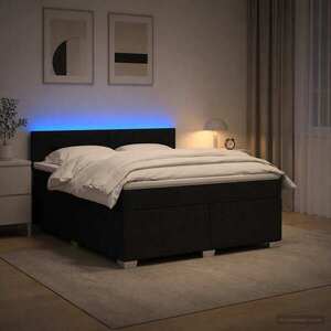 Imagine vidaXL Pat box spring cu saltea și LED Negru 160 x 200 cm Țesătură
