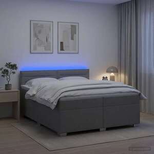 Imagine vidaXL Pat box spring cu saltea și LED Gri deschis 200 x 200 cm