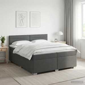 Imagine vidaXL Pat box spring cu saltea și LED Gri închis 200 x 200 cm