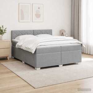 Imagine vidaXL Pat box spring cu saltea și LED Gri deschis 200 x 200 cm
