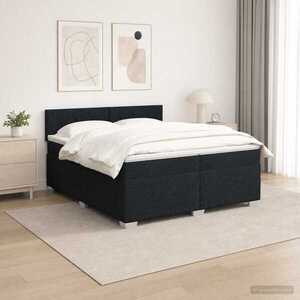 Imagine vidaXL Pat box spring cu saltea și LED Negru 200 x 200 cm Țesătură