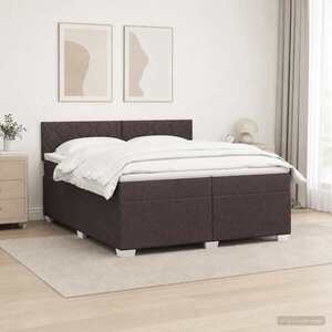 Imagine vidaXL Pat box spring cu saltea și LED Maro închis 200 x 200 cm