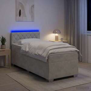 Imagine vidaXL Pat box spring cu saltea și LED Gri deschis 80 x 200 cm Catifea