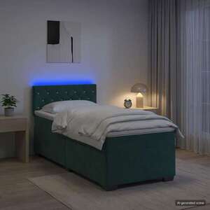 Imagine vidaXL Pat box spring cu saltea și LED Verde închis 80 x 200 cm