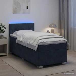 Imagine vidaXL Pat box spring cu saltea și LED Gri închis 80 x 200 cm Catifea