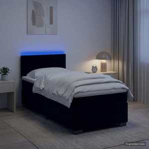 Imagine vidaXL Pat box spring cu saltea și LED Negru 80 x 200 cm Catifea