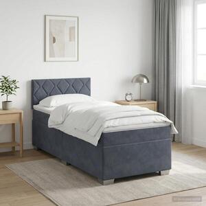 Imagine vidaXL Pat box spring cu saltea și LED Gri închis 80 x 200 cm Catifea