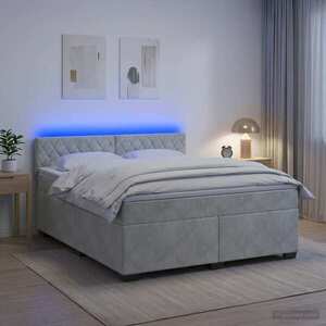 Imagine vidaXL Pat box spring cu saltea și LED Gri deschis 140 x 190 cm