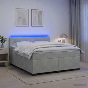 Imagine vidaXL Pat box spring cu saltea și LED Gri deschis 140 x 190 cm