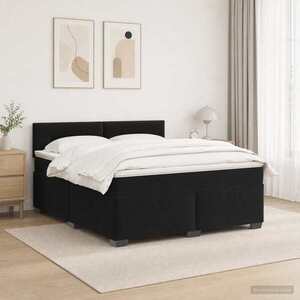 Imagine vidaXL Pat box spring cu saltea și LED Negru 140 x 190 cm Catifea