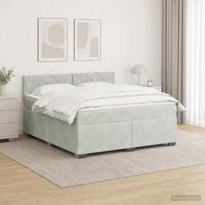 Imagine vidaXL Pat box spring cu saltea și LED Gri deschis 140 x 190 cm
