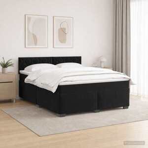 Imagine vidaXL Pat box spring cu saltea și LED Negru 140 x 190 cm Catifea