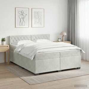 Imagine vidaXL Pat box spring cu saltea și LED Gri deschis 200 x 200 cm