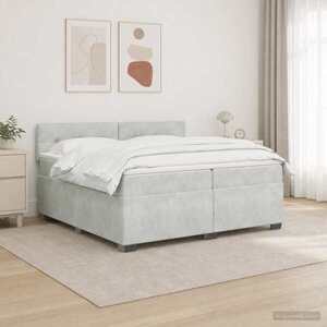 Imagine vidaXL Pat box spring cu saltea și LED Gri deschis 200 x 200 cm