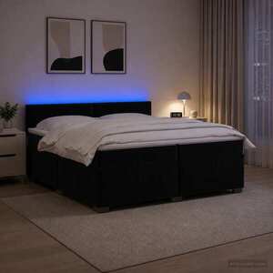 Imagine vidaXL Pat box spring cu saltea și LED Negru 200 x 200 cm Catifea