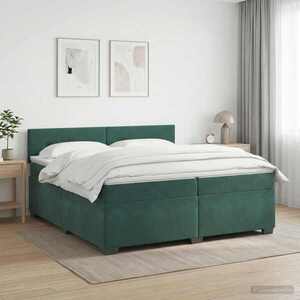 Imagine vidaXL Pat box spring cu saltea și LED Verde închis 200 x 200 cm