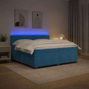 Imagine vidaXL Pat box spring cu saltea și LED albastru 200 x 200 cm Catifea