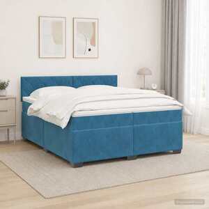 Imagine vidaXL Pat box spring cu saltea și LED albastru 200 x 200 cm Catifea