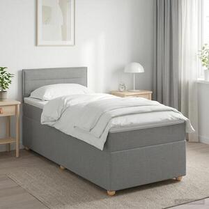 Imagine vidaXL Pat boxspring cu saltea Gri deschis 80 x 200 cm Țesătură