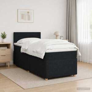 Imagine vidaXL Pat boxspring cu saltea cu benzi LED Negru 80 x 200 cm Țesătură
