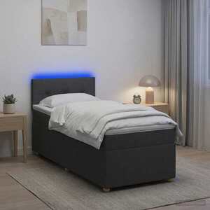 Imagine vidaXL Pat boxspring cu saltea Gri închis 80 x 200 cm Țesătură