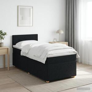 Imagine vidaXL Pat boxspring cu saltea cu benzi LED Negru 80 x 200 cm Țesătură