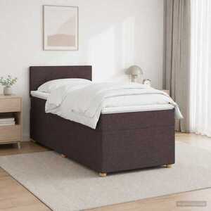 Imagine vidaXL Pat boxspring cu saltea Maro închis 80 x 200 cm Țesătură