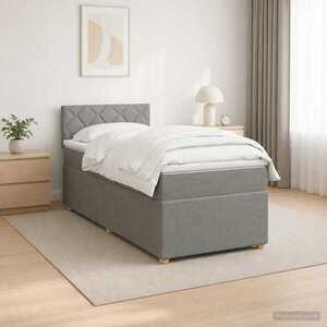 Imagine vidaXL Pat boxspring cu saltea Gri deschis 80 x 200 cm Țesătură