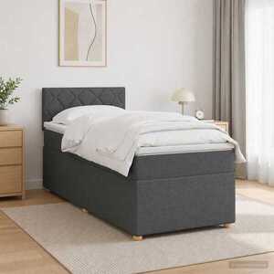 Imagine vidaXL Pat boxspring cu saltea Gri închis 80 x 200 cm Țesătură