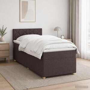 Imagine vidaXL Pat boxspring cu saltea Maro închis 80 x 200 cm Țesătură