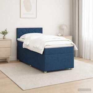 Imagine vidaXL Pat boxspring cu saltea albastru 80 x 200 cm Țesătură