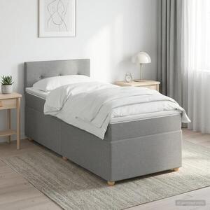 Imagine vidaXL Pat boxspring cu saltea Gri deschis 90 x 190 cm Țesătură