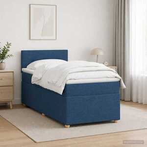 Imagine vidaXL Pat boxspring cu saltea albastru 90 x 190 cm Țesătură