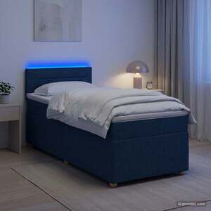 Imagine vidaXL Pat boxspring cu saltea albastru 100 x 200 cm Țesătură