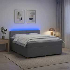 Imagine vidaXL Pat boxspring cu saltea Gri deschis 140 x 190 cm Țesătură