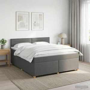 Imagine vidaXL Pat boxspring cu saltea Gri închis 140 x 190 cm Țesătură