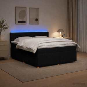 Imagine vidaXL Pat boxspring cu saltea Negru 140 x 190 cm Țesătură
