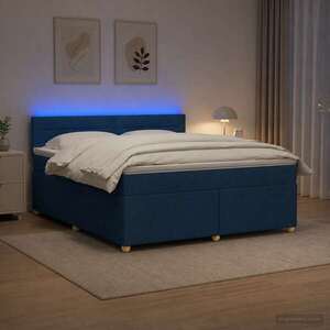 Imagine vidaXL Pat boxspring cu saltea albastru 140 x 190 cm Țesătură